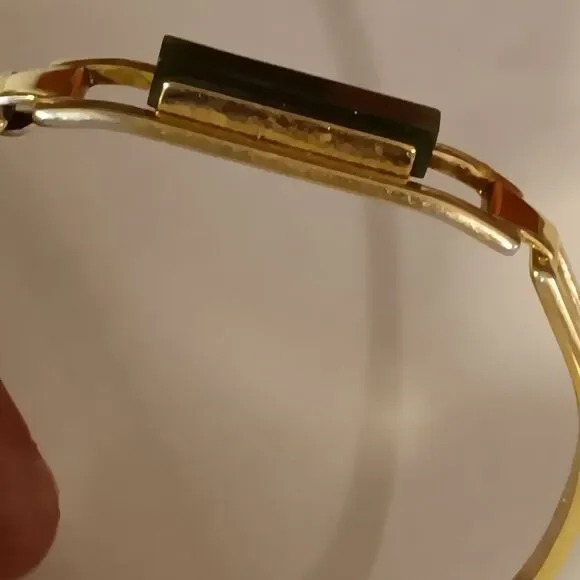 Vintage Avon 1970s Treasured Jade Art Deco Revival Nephrite Cuff Bracelet - Picture 3 of 5